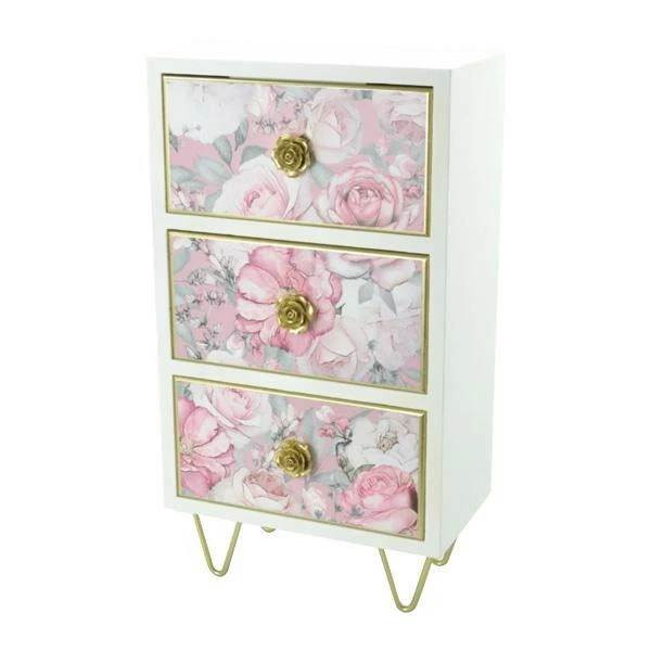 フレンチローズ バラ柄卓上チェスト